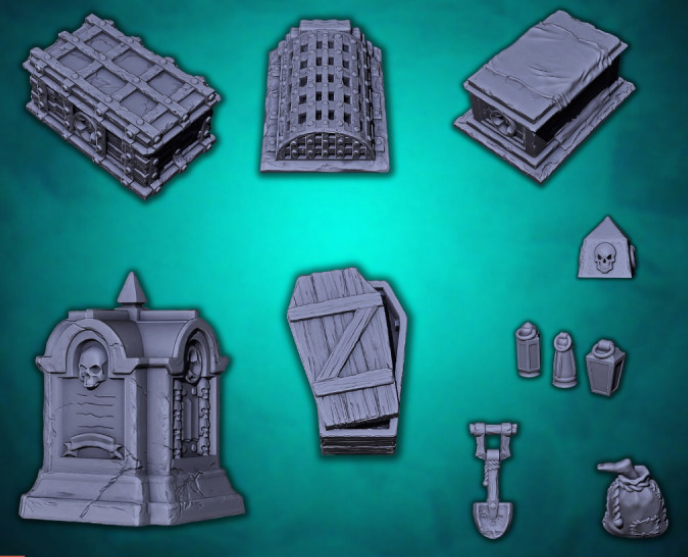 Grave Yard Scatter Terrain for Wargaming - Grave Stones Tombs Fantasy Warhammer - Picture 8 of 9