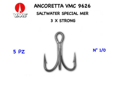 ANCORETTE VMC SERIE 9626 SIZE 1/0 SPECIAL MARE SPINNING TRAINA CONF 5 PZ