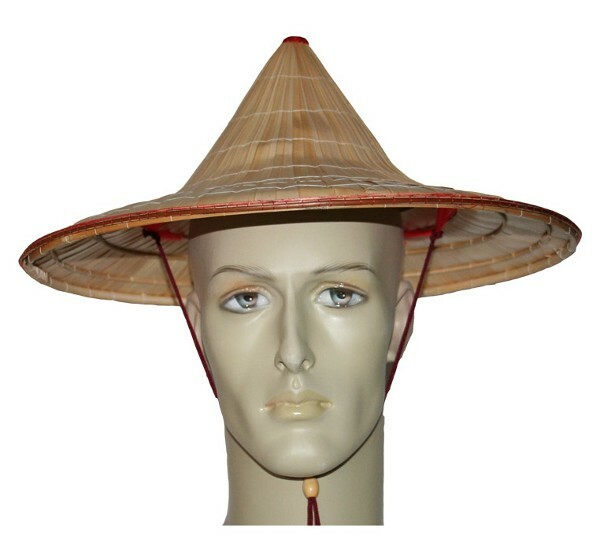 Asiatischer Reisbauer Hut Chinesischer Japanischer natur Strohhut Bambusoptik 