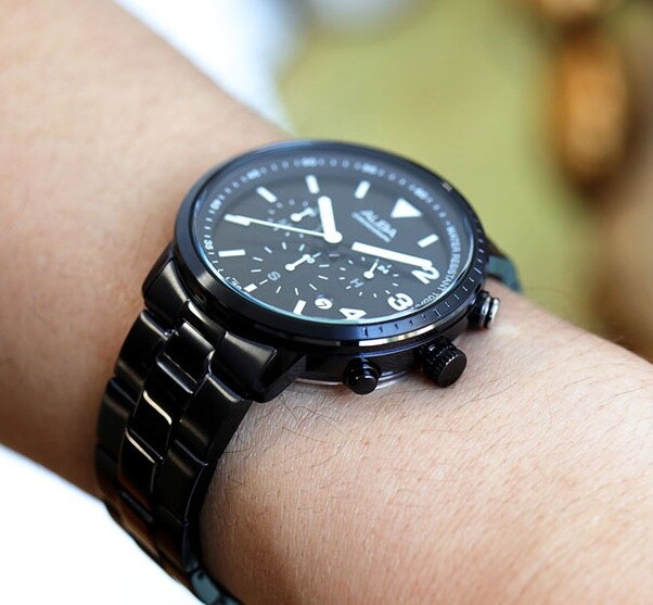 Pre-owned Seiko Alba At3f43x Black Stainless Steel Quartz 100m Wr Mens Chronograph Watch