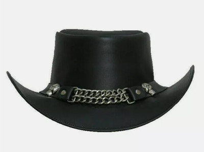 Leather Top Hat Steampunk Skull Band El Dorado Hat Handmade Leather Top Hat