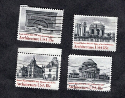 #1928-31 American Architecture Stamps, Used Se-Tenent Set, 18 cent, Off Paper
