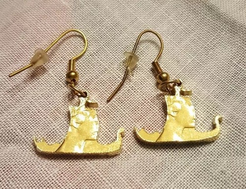 NEW GOLD PLATED VIKING SHIP LONGBOAT ?  DANGLE EARRINGS ? 1.5