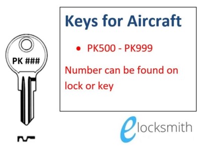Key to Code Number Fits Cessna Lock   FREE POST - PK500-PK999