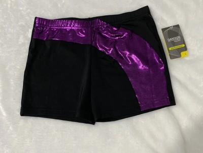 Danskin Now Performance Front Inset Short Girl's Metallic Purple Size L 10-12