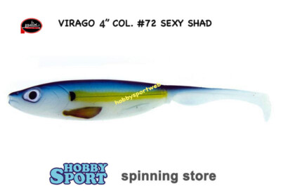 VIRAGO 4" MOLIX COLORE 72 SEXY SHAD ESCA SILICONICA SPINNING BLACK BASS SPIGOLA