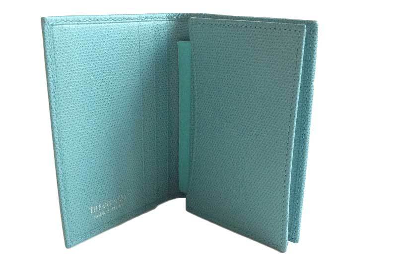 Tiffany & Co. Blue Leather Bi Fold Card Case New in Box
