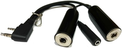 Adattatore Per Cuffie Aeronautiche – Da XLR 5 Pin A Doppia Spina GA (PJ-068 + PJ-055), Cavo Resistente - 2