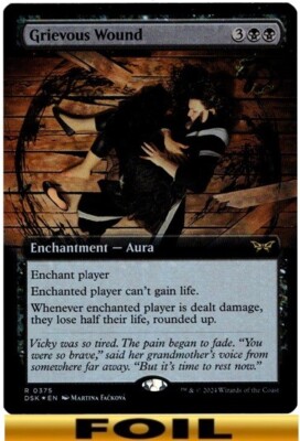 1x - Grievous Wound - FOIL EXTENDED ART  - Duskmourn: House of Horror - NM MTG