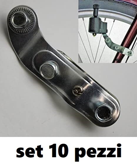 SET 10 STAFFE SUPPORTI DINAMO METALLO CON PERNI PER BICICLETTA BICI SILVER NUOVO