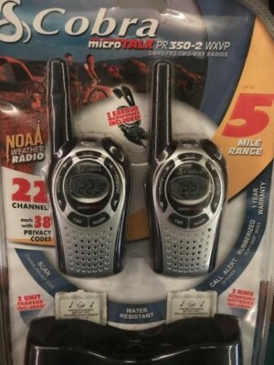Cobra MicroTALK PR 350-2 WXVP 2-Way Radios 5 Mile Range Walkie Talkie