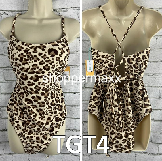 Women's Leopard Print Wrap Belt Medium Coverage 1pc Swimsuit - Kona Sol, XL (16)