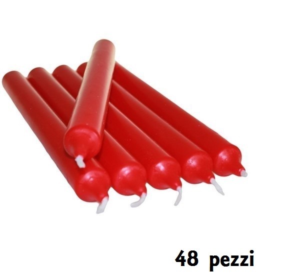 Set 48 Pezzi Candele Rosse Lunghezza 19cm dfh