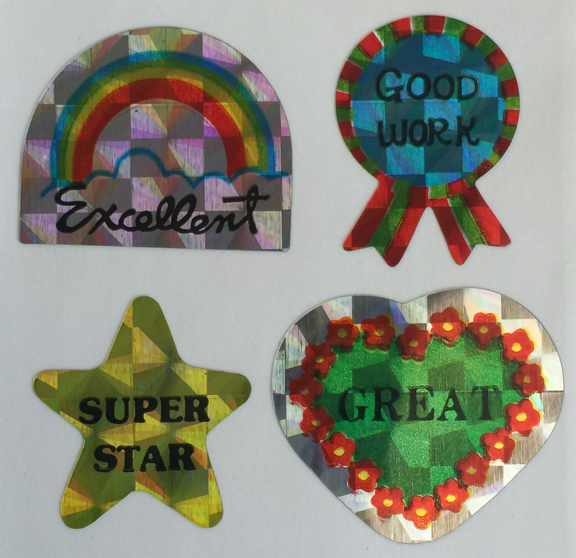 400 Good Work Stickers in roll of 100 modules (2"x2"), Each Sticker 1", RPZ6028