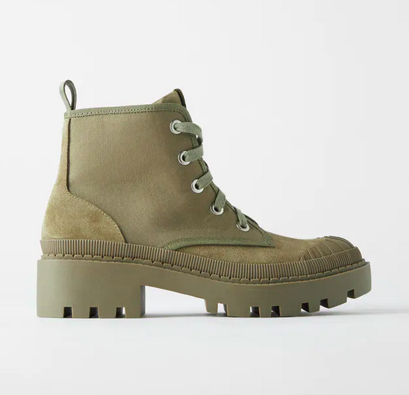 ZARA canvas lace up boots NWT sz 41 US 10 olive sold out | eBay