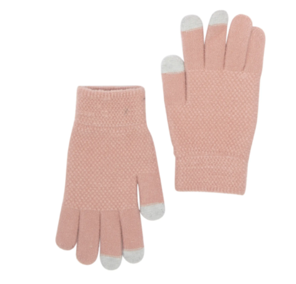   C & C California Blush Pink Технологичные трикотажные перчатки с люрексом в виде решетки, ОДИН РАЗМЕР Nordstrom