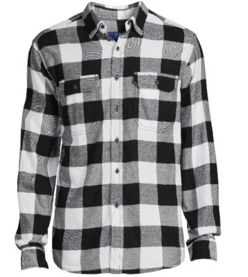 George Flannel XS Shirt White Buffalo Plaid Cotton  Classic Button-Up NWT