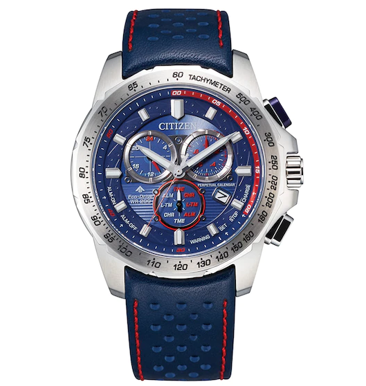 Pre-owned Citizen Eco-drive Promaster Mx Blue Leather Strap Men's Watch Bl5571-09l