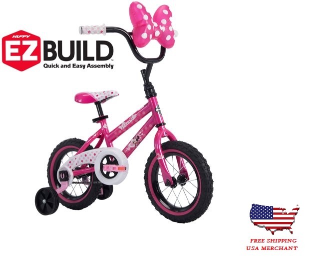 Huffy Disney Minnie 12” Girls’ EZ Build Pink Bike Kids S Road Racing Speed Bike