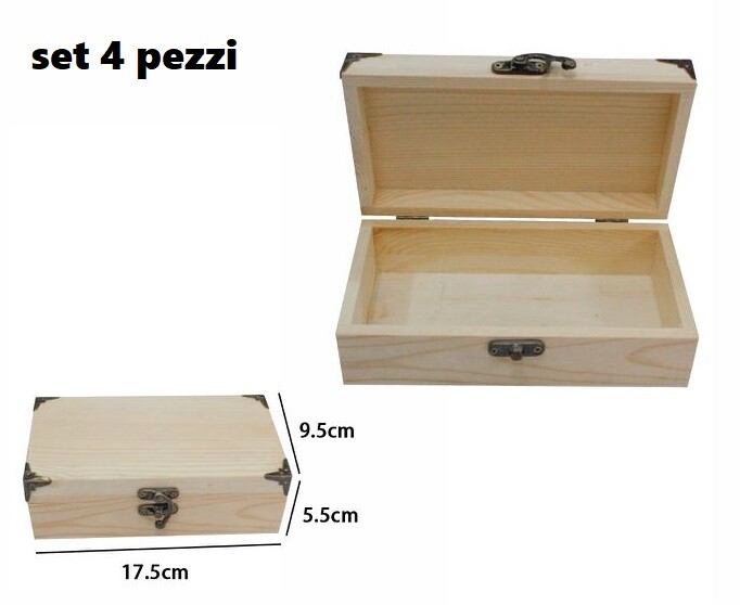 Set 4 Scatole Box Astuccio In Legno Decoupage Portagioie Cofanetto 53372a dfh