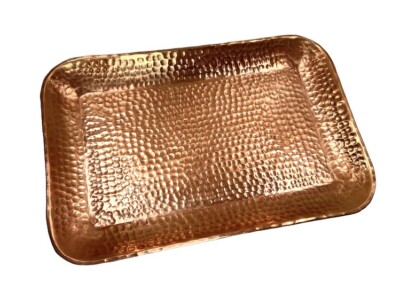 Hand Hammered Solid Copper Serving Tray; Rectangular 11  x 7.25 ; Arts & Crafts