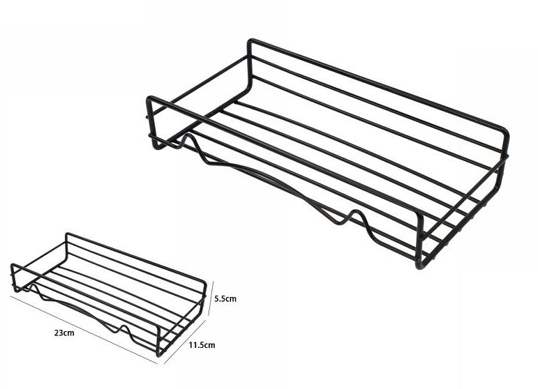 Mensola Mensoletta Rettangolare Porta Oggetti Metallo Nero Bagno Cucina dfh