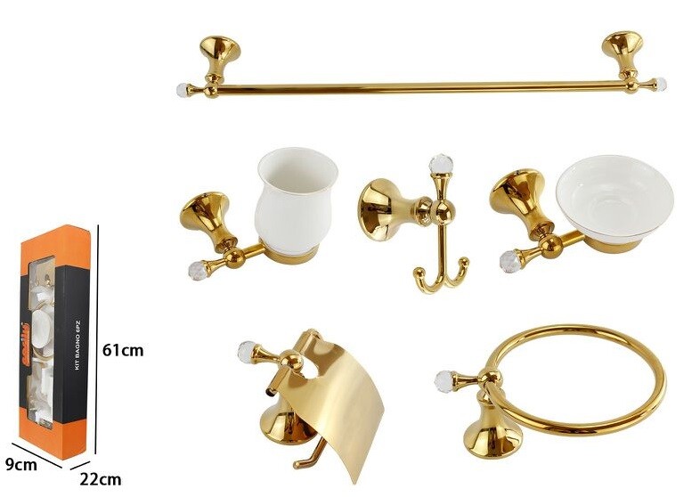 Bagno 6 Accessori Porta Asciugamano Rotolo Bicchiere Spazzolino 59238 dfh