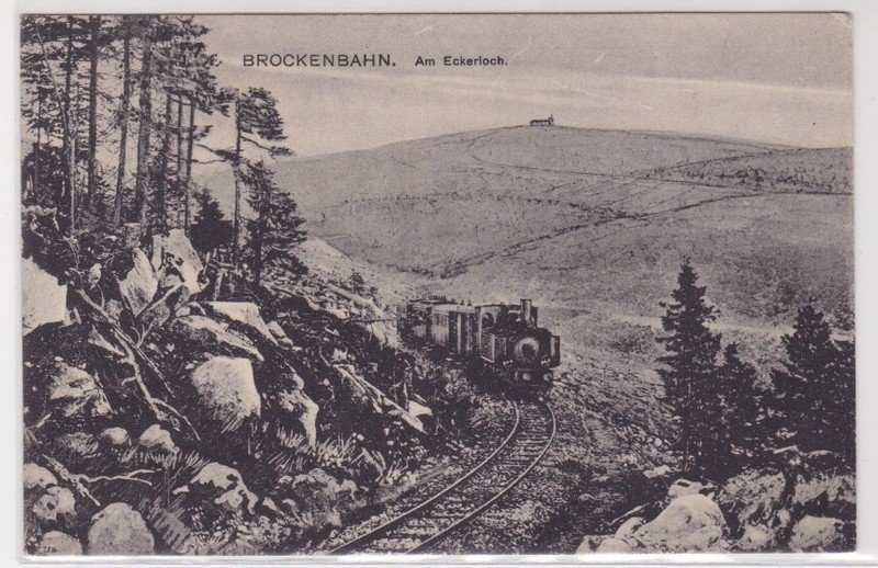 80767 Ak Brockenbahn - Am Eckerloch, Dampflokomotive Mit Talpanorama 1915