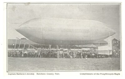 Poughkeepsie New York  Postcard Dutchess County Fair Baldwin Airship 1909