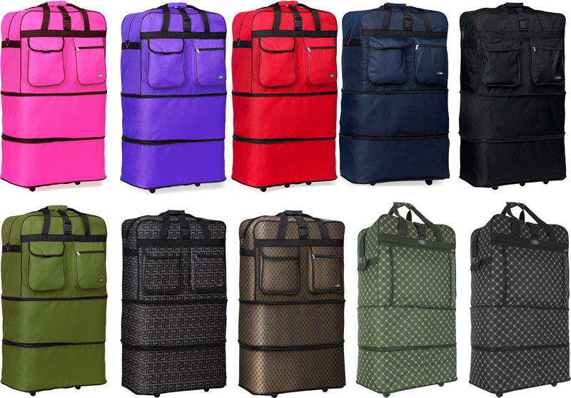30"/36"/40" Expandable Rolling Duffel Bag Wheeled Spinner Suitcase