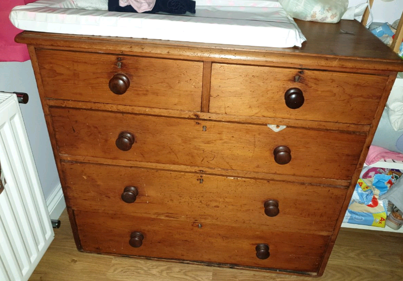 Antique Solid Mahogany Chest Of Drawers In Uxbridge London