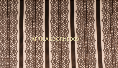 Q2LQ EXQUISITE CLASSIC STRIPE LACE VELVET  UPHOLSTERY FABRIC BTY MULTI BROWN