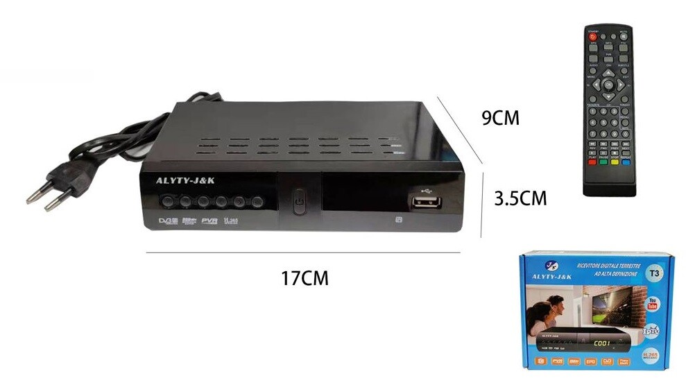 Decoder Ricevitore Digitale Terrestre Dvb-T3 Tv Scart Hdmi h.265 cir