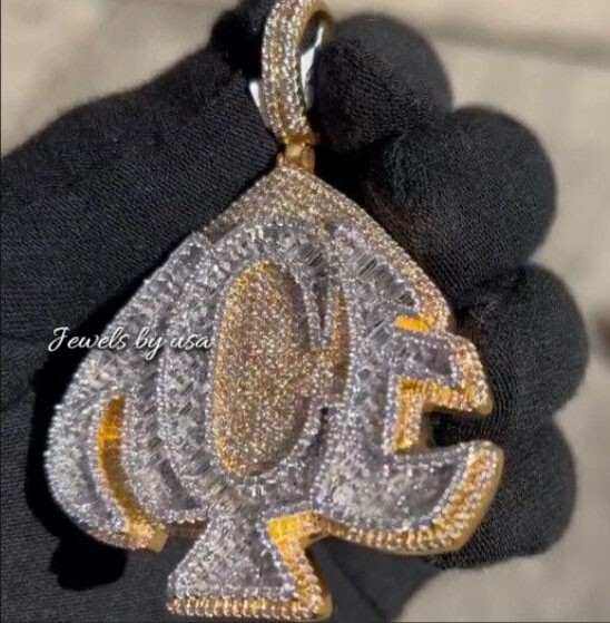 Pre-owned Nsg 100% Genuine Moissanite Customized Rapper Pendant For Men's Free Gift 925 Silver In White
