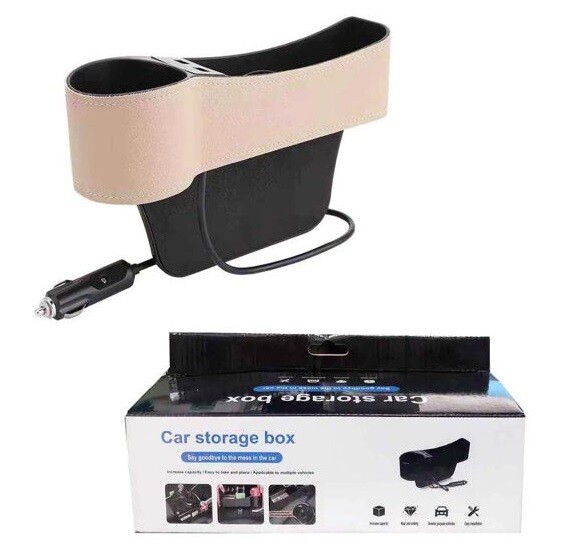 Portaoggetti Da Auto Porta Bicchiere 2 Porte Usb Organizer cir