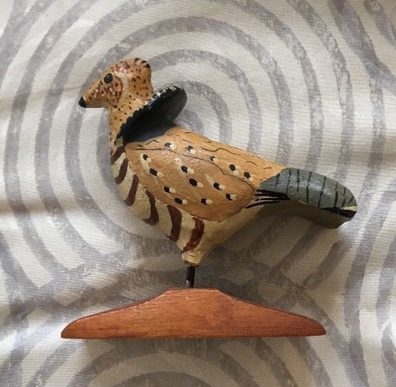 Vtg Collectible Signed D Ward Miniature Ruffed Grouse Painted Wood Bird Carving