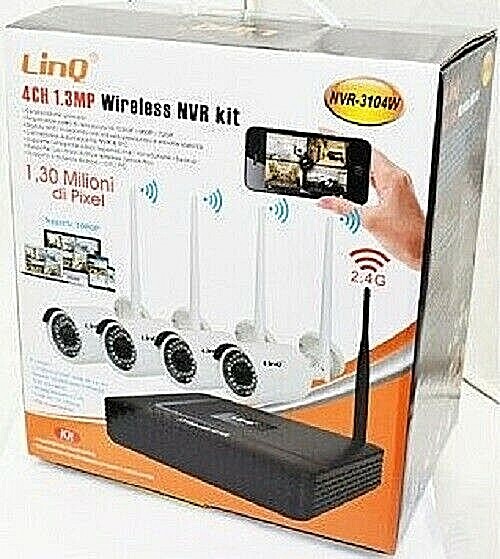 Kit Dvr 4 CH Wireless NVR 4 Telecamere 1.3 Mega Pixel Modulo WIFI NVR-3104W Linq
