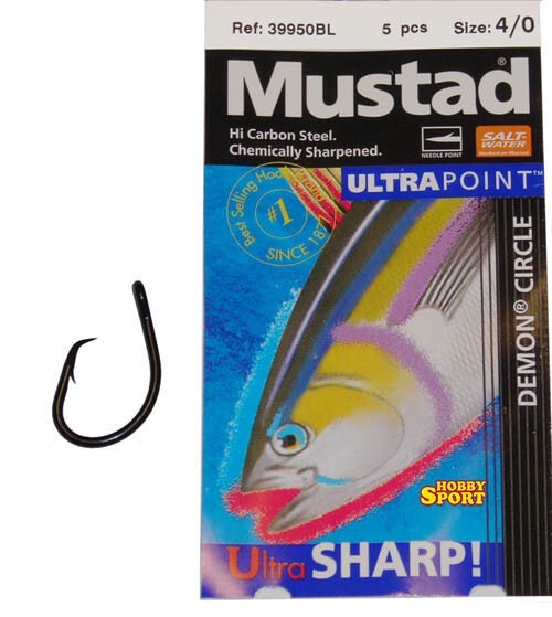AMI MUSTAD  39950BL BLACK SIZE 4/0  DEMON  CIRCLE CONF 5 PZ PESCA MARE DRIFTING