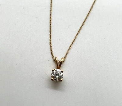 14K Gold Chain Petite Necklace with .25ct Solitaire Diamond