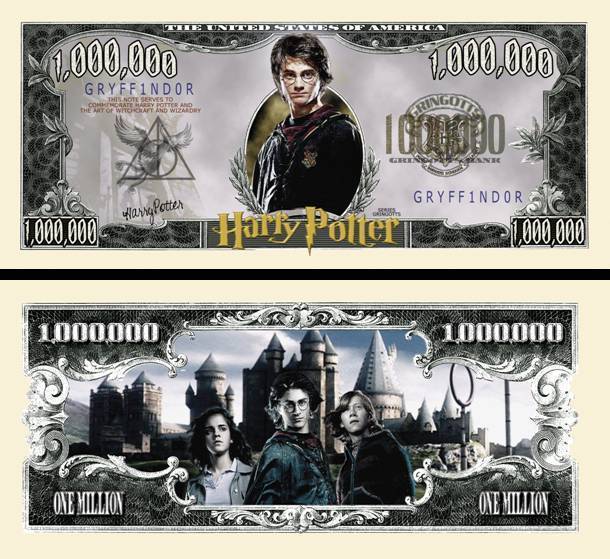 Superbe ! Harry Potter Billet Million Dollar Us Collection Hermione Ron Poudlard