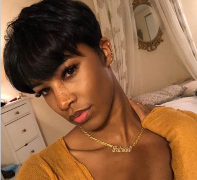 Short Pixie Cut Wigs Real Human Hair Wigs Full Machine Made Wig Black Pixie Wigs