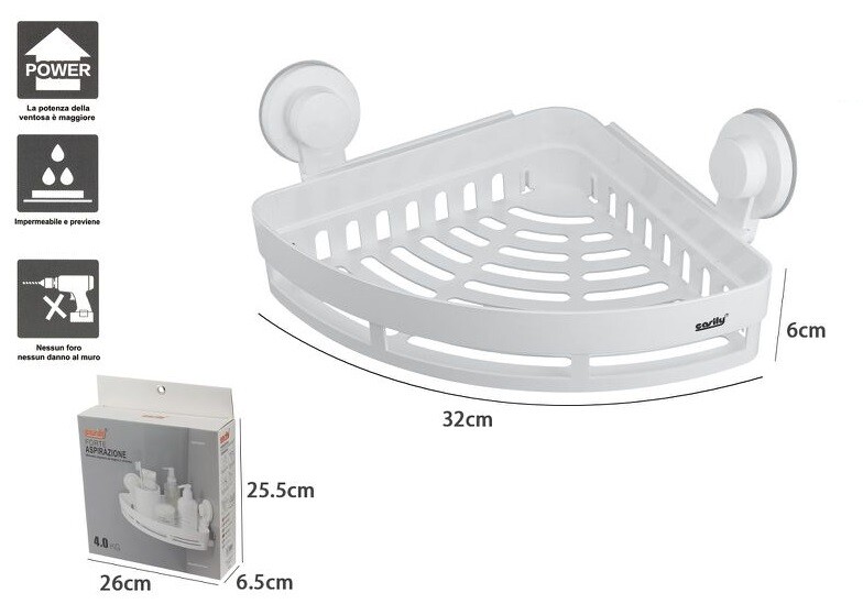 Mensola Angolare Doccia Porta Sapone Lozioni Con Ventose Bianca Bagno dfh