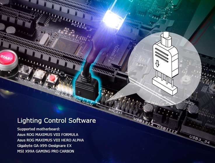 Akasa Vegas MB RGB LED Strip Light, Designed for Motherboard