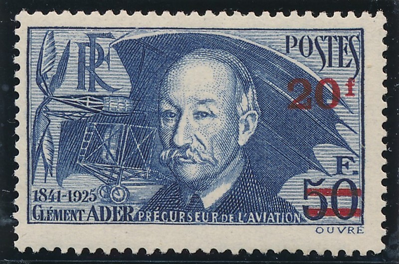Timbre France 493a** Papier Mince ClÃ©Ment Ader Neuf Sans CharniÃ¨Re 1941