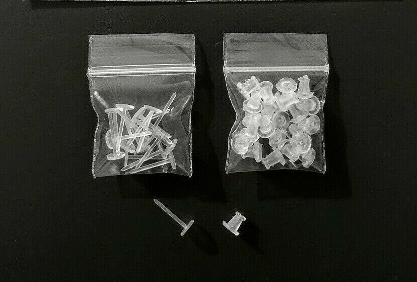 100 PCS Ear Lobe Body Piercing RetainersRARE 5mm PadClear Acrylic