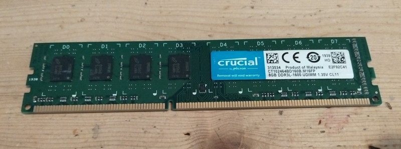 MÃ©Moire 8go Ddr3 Crucial Pc3l-12800 1600mhz / Ct102464bd160b.M16fp