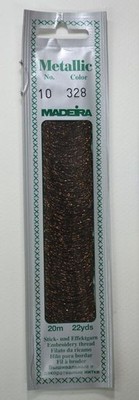 Madeira Perle No. 10 Metallic Hand Embroidery Thread, 20m Colour BRONZE 328