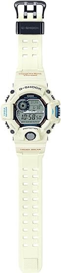 Pre-owned Casio G-shock Gw-9408kj-7jr Rangeman 55 Mm White Resin Case, White/blue