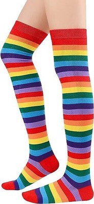 Striped Knee High Socks Casual Tube Socks Costume Leg