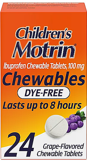 Children's Motrin Dye Free Chewable Tablets Grape 24 Ct Brand New Exp. 7/2025